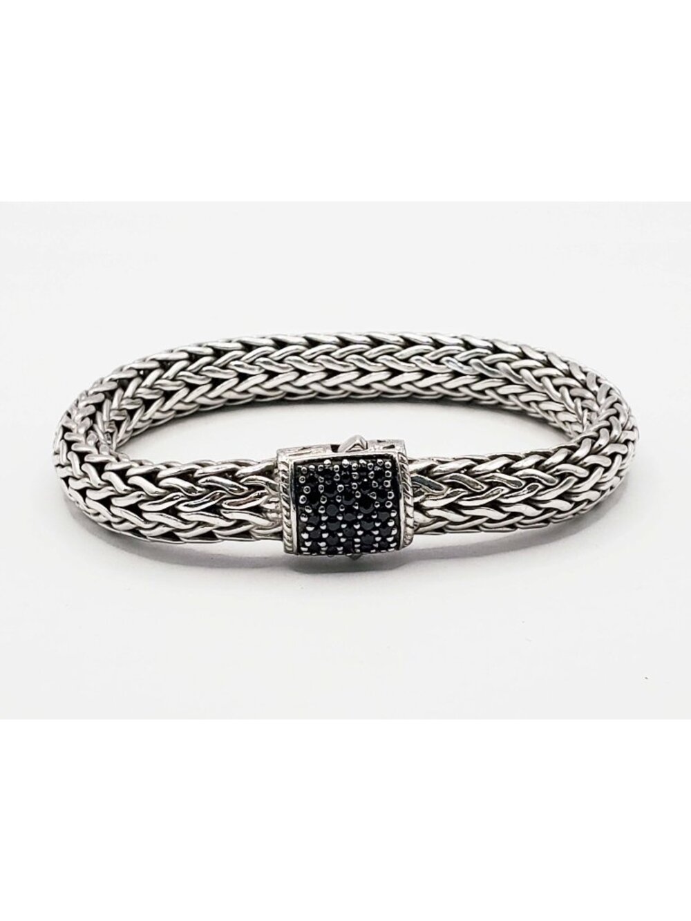 John Hardy 7.5mm Black Sapphire Icon Bracelet Sterling Silver Size M-L